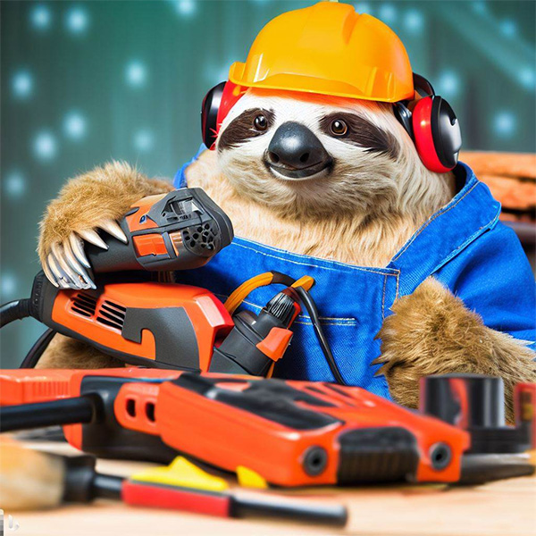 AI Sloth with Power Tools Example 4