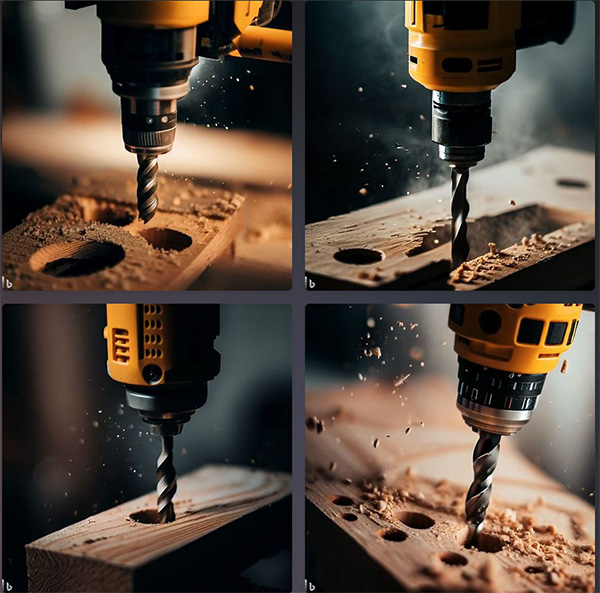 AI Yellow Drill Making Holes in Wood