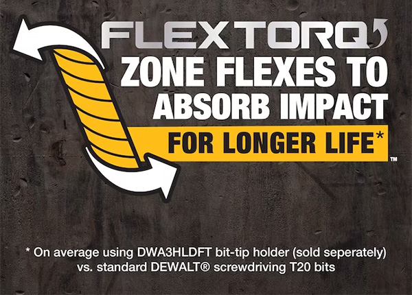 Dewalt FlexTorq Improved Torx Screwdriver Bit with Torsional Zone Claim