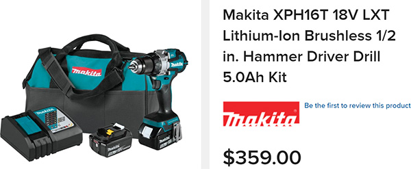 Makita XPH16T Cordless Drill Kit with Price Screenshot