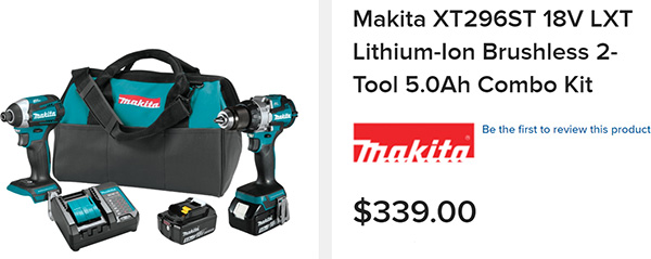 Makita XT296ST Cordless Drill and Impact Driver Kit with Price Screenshot
