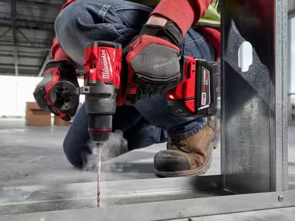 Milwaukee M18 Fuel Cordless Hammer Drill 2904 Drilling into Concrete Floor